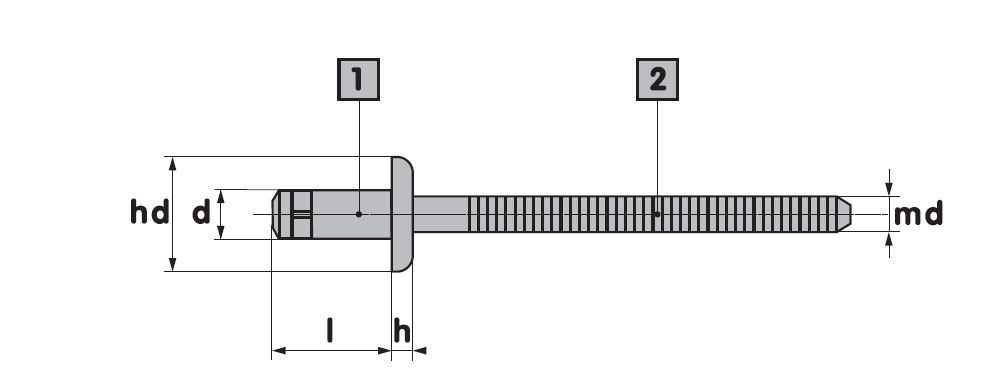 FAR SHOP / FAR STRUCTURAL RIVETS / RIVBULB RIVET 5.2 x 17.5 ALUM DOME HEAD RIVBULB